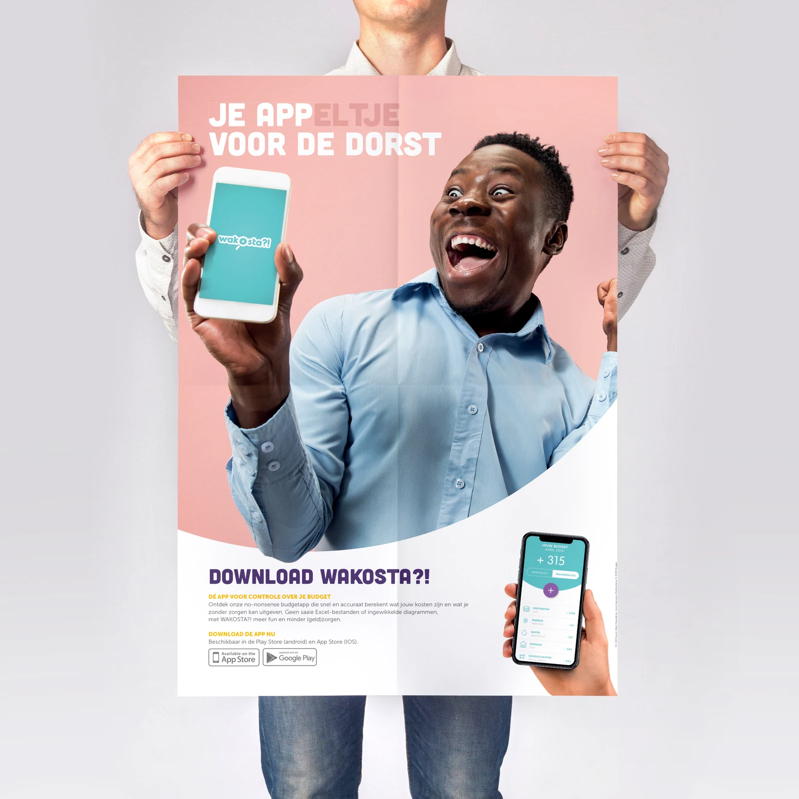 Campagneaffiche Je APPeltje voor de dorst voor CAW en BIZ