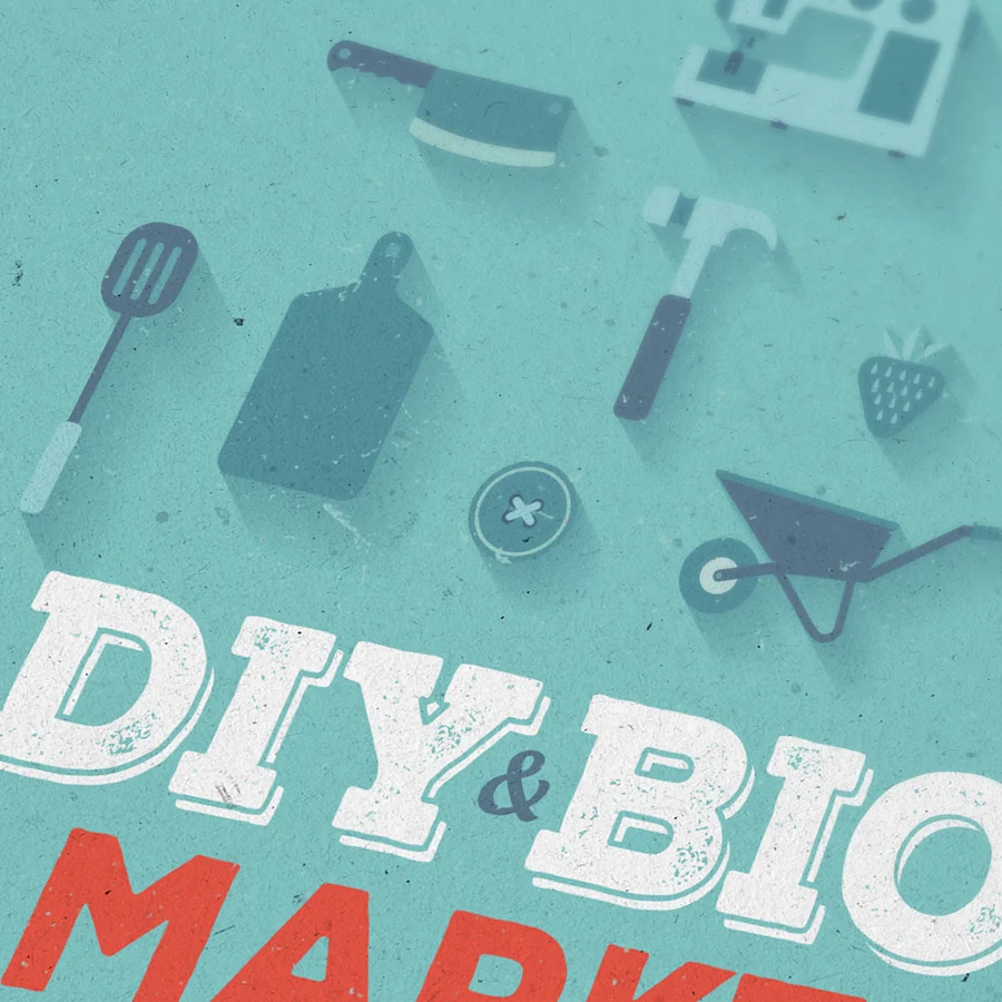 Detail van de flyer voor de DIY- en BIOmarkt