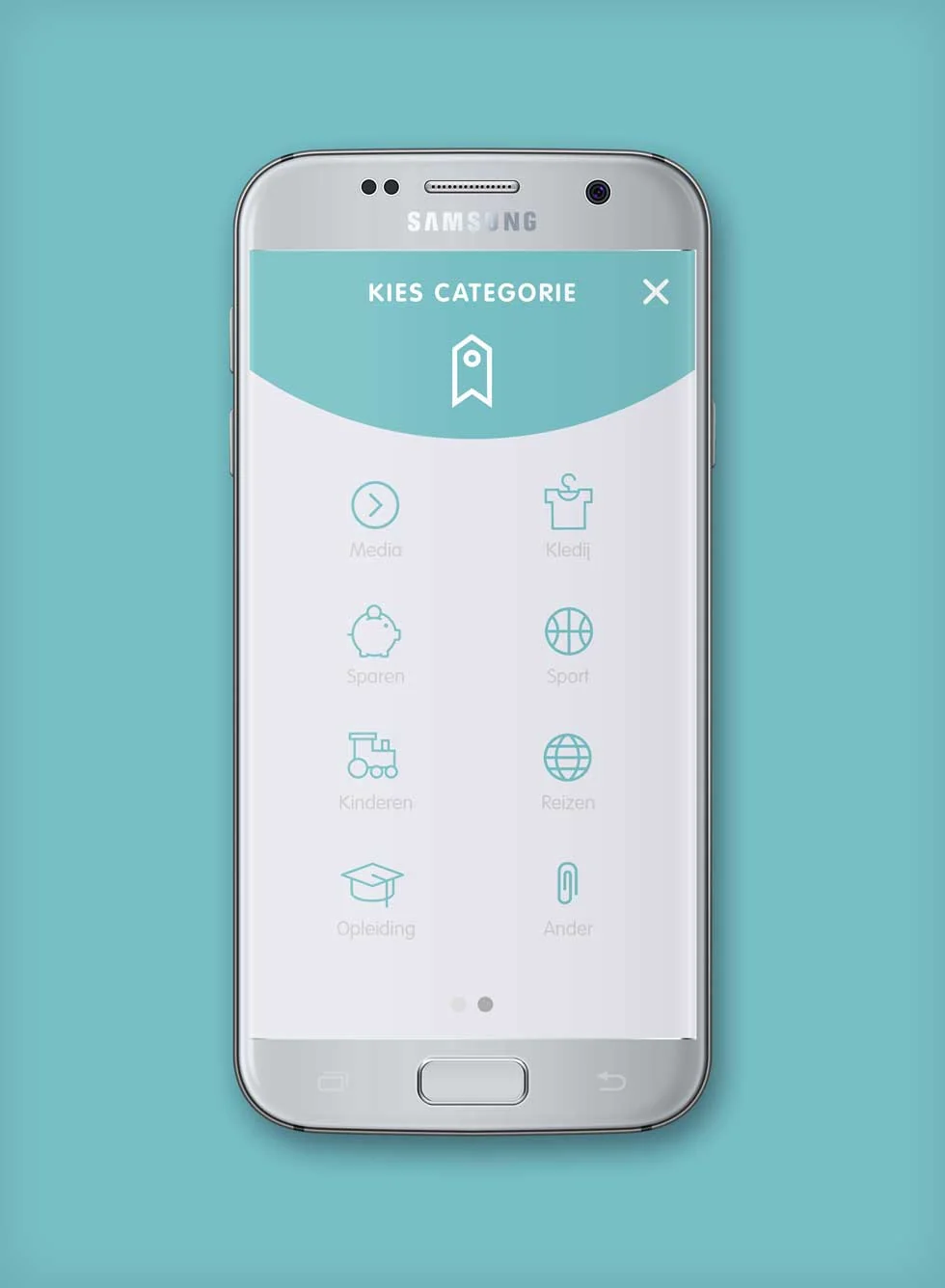 Scherm van de Wakosta?!-app voor de budgetbeurs
